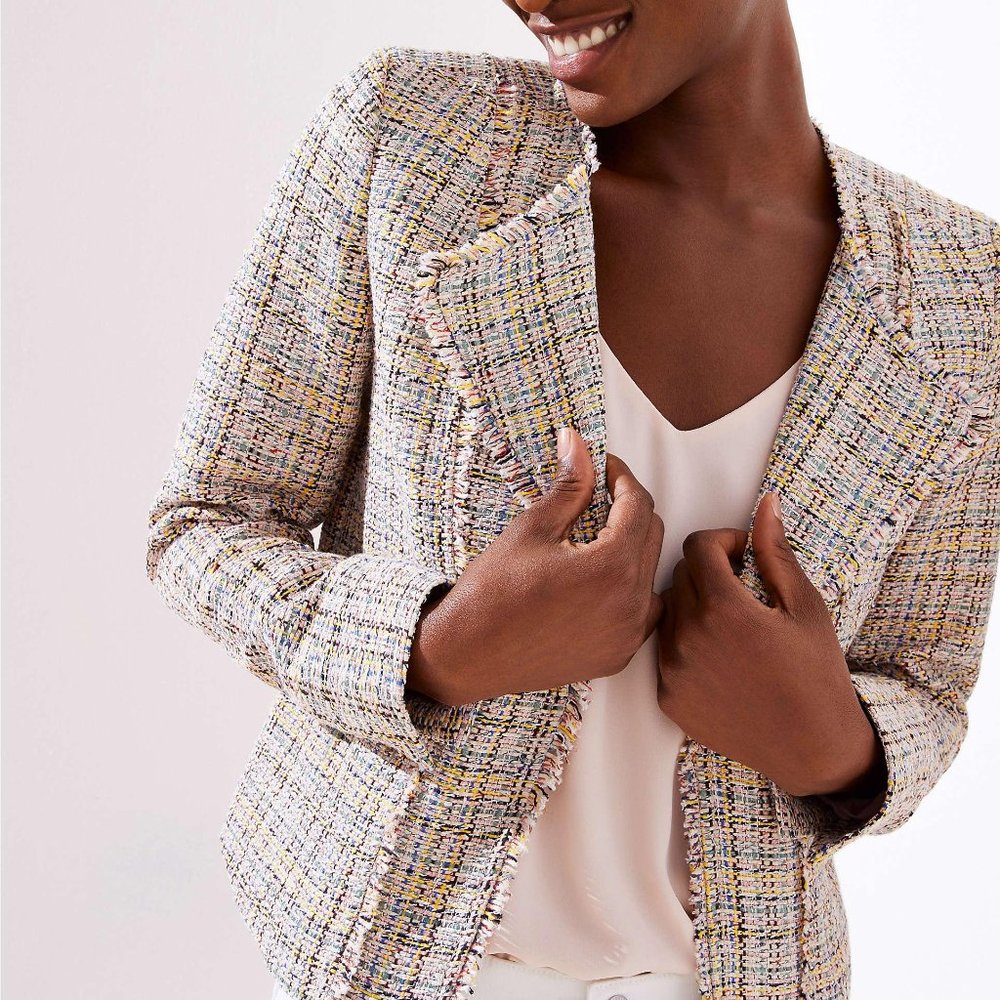LOFT Multicolored Tweed Blazer
